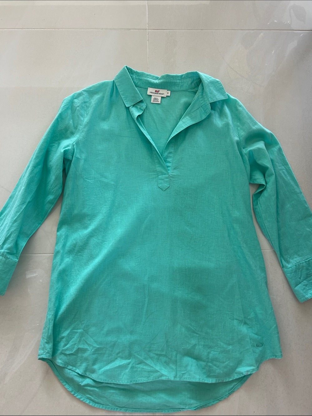 Vineyard Vines Teal Linen-Cotton Tunic